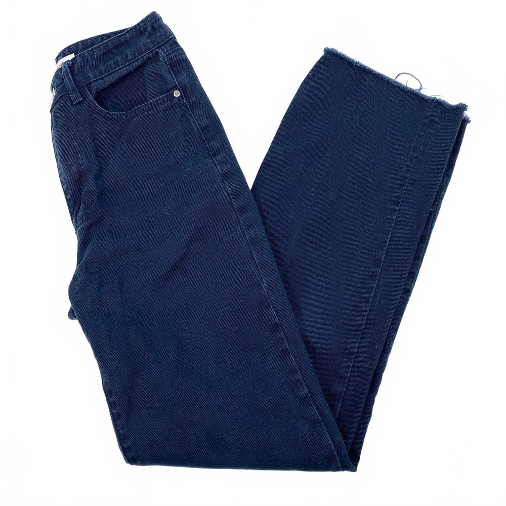 WeWoreWhat Navy Blue High-Rise Straight Leg Jeans | Regular 26